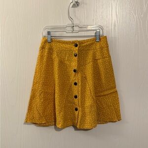 Vintage Yellow Polka Dot Button-Up Skirt